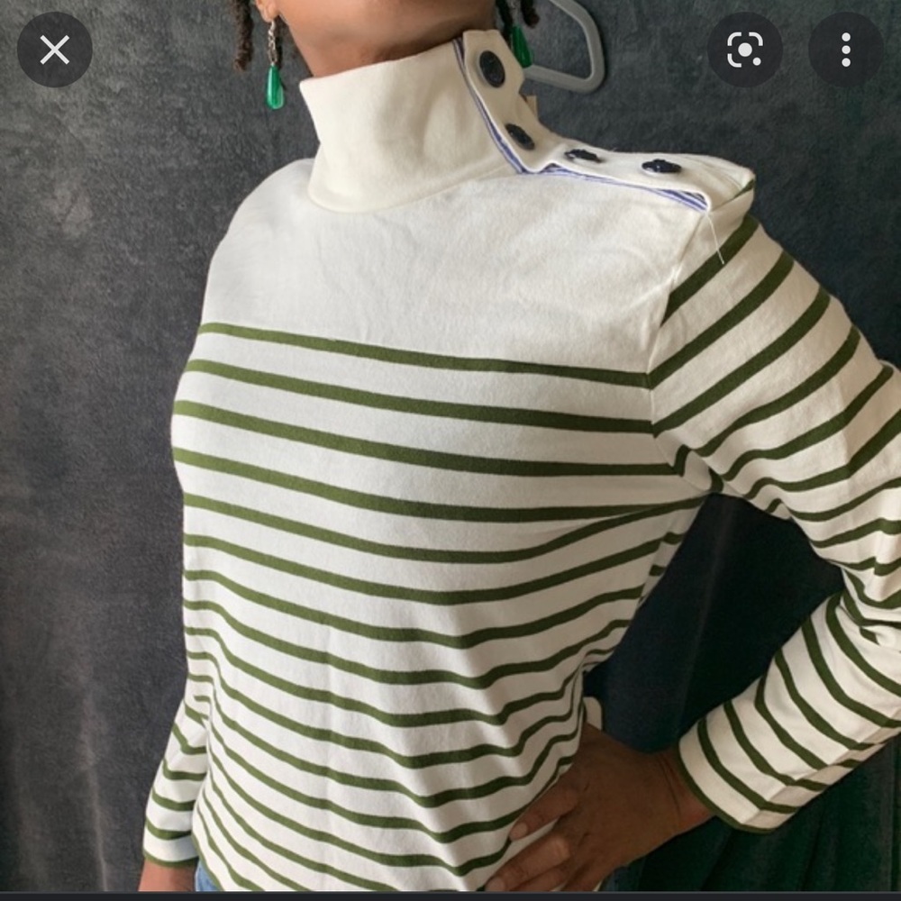 GUC J. Crew striped button shoulder top
